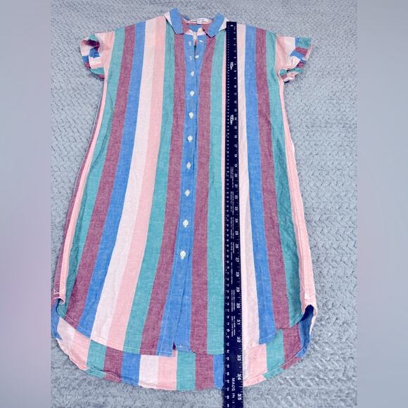 Madewell Women’s Dress Central Shirtdress in Flagstaff Stripe Linen Blend XXS - Picture 9 of 14